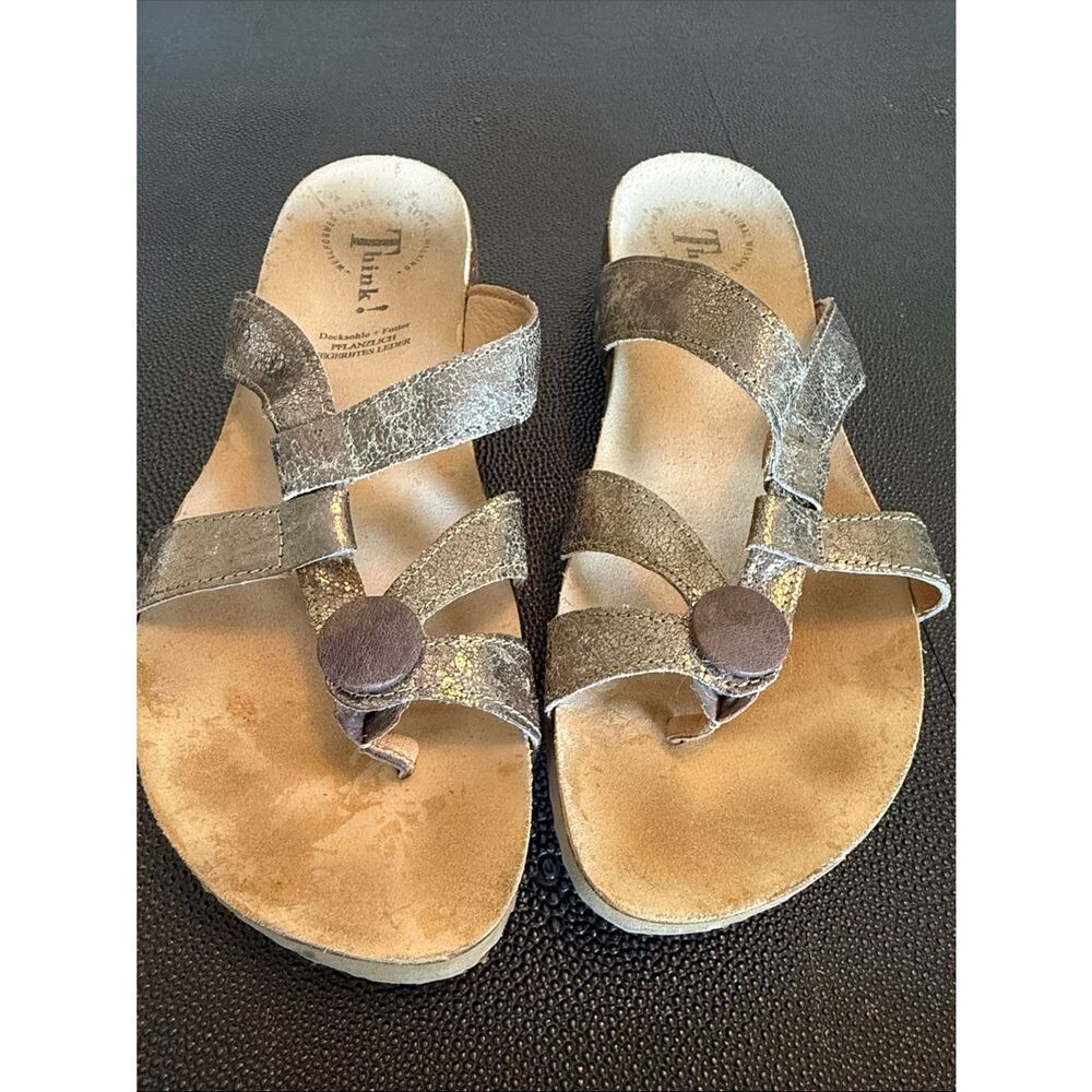 Think! Julia Women's Metallic Bronze Strappy Toe-Ring Sandals size 40/ 9-9.5